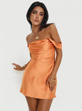 Flytonn-Zabbarra Off The Shoulder Mini Dress Orange