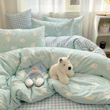 Flytonn-2025 Spring Bedding Set Cute Dog Bedding Set New Arrival Blue Twin Queen Duvet Cover Flat Sheet Pillowcase No Filler Girl Boys Hotel Home Bed Linens