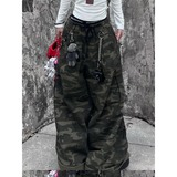 Flytonn-Camouflage Jeans Women Y2K Hip Hop Vintage High Waisted Jeans Straight Streetwear Casual Loose Large Size Wide Leg Denim Pants