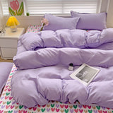 Flytonn-2025 Spring Bedding Set Ins Pink Plaid Bedding Set No Filler Twin Queen Size Comforter Cover Flat Sheet Pillowcase Girls Boys Solid Blanket Duvet Duvet