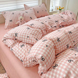 Flytonn-2025 Spring Bedding Set Checkerboard Bedding Set No Comforter Quilt Duvet Cover Pillowcase Flat Sheet Single Queen Size Polyester Bedclothes