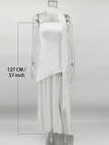 Flytonn Fashion Strapless Dress With Ribbon Female Elegant Sleeveless Mesh Beach Vacation Long Dress 2025 Spring New Women Dress