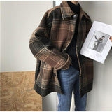 Flytonn-back to school outfits Wool Plaid Blends Coat Jacket-spring outfits