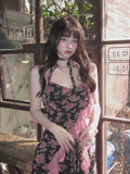 Flytonn-y2k outfits NiceMix Women Suspender Dresses Elegant Sexy Dress French Slim Ruffle Edge Vintage Rose Trend Harajuku Spice Girls Lady Y2K Wear