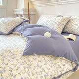 Flytonn-2025 Spring Bedding Set Cute Korean Duvet Cover Set Floral Style with Flat Sheet Pillowcase No filler Twin Queen Double Girls Boys Home Decor Bed Linens