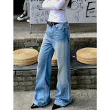 Flytonn-Baby Blue Womens Jeans High Waist Vintage 90s Straight Y2K Baggy Denim Pants Street American Style Casual Wide Leg Denim Trouser