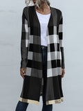 Flytonn-Winter Outfits Christmas Thanksgiving Gift New Year's Eve Outwear Long Sleeves Loose Plaid Collarless Outerwear