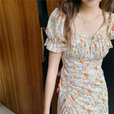 FLYTONN-spring summer dress Vacation photography outfits Blossoming Dainty Puff Dress ~