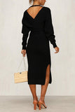 Flytonn-Black Friday Sale - V Neck Backless Sweater Dress(5 Colors)