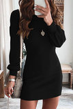 Flytonn- Casual Solid Backless Strap Design O Neck Pencil Skirt Dresses