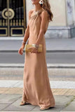 Flytonn- Casual Street Solid Color Knotted Sloping Shoulder One Step Skirt Dresses