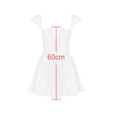 Flytonn White Sexy Party Dresses 2025 New Arrivals V Neck Cape Sleeve Dress Mini Casual Birthday Fluffy Skirt Dress-nye outfits