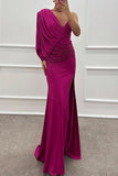 Flytonn- Sexy Prom Slit Ruched Irregular V Neck Evening Dresses(4 Colors)