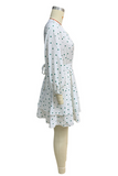 Flytonn- Casual Street Polka Dot Lace Up V Neck Cake Skirt Dresses