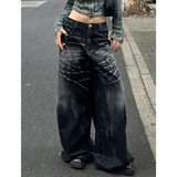 Flytonn-Women's Baggy Blue Jeans Vintage America Y2k Denim Trousers Harajuku High Waist Cowboy Pants 2024 Autumn Trashy Clothes