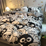 Flytonn-2025 Spring Bedding Set Cute Bear Bedding Set No Filler Ins Korean Style Duvet Cover Pillowcase 2025 New Single Full Size Kids Adult Soft Bed Linen