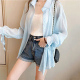 Flytonn-cute winter outfits casual winter outfits christmas outfit party look inspos Loose Sweet Chiffon Thin Transparent Blouse Shirt