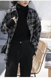 Flytonn-cute winter outfits casual winter outfits christmas outfit party look inspos Long Sleeve Retro Black Plaid Shirt