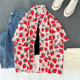 Flytonn-cute winter outfits casual winter outfits christmas outfit party look inspos Cute Strawberry Printed Short Sleeve Blouse Shirt