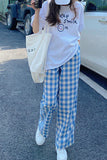 Flytonn-cute winter outfits casual winter outfits christmas outfit party look inspos Cute Light Colors Long Loose Plaid Pants