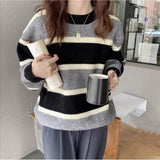 Flytonn-cute winter outfits casual winter outfits christmas outfit party look inspos Classic O-Neck Knitted Striped Sweater