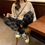 Flytonn-cute winter outfits casual winter outfits christmas outfit party look inspos Retro Plaid Colors Long Pants