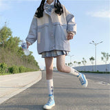 Flytonn-cute winter outfits casual winter outfits christmas outfit party look inspos Blue Oversize Casual Basic Jacket