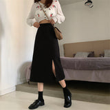 Flytonn-cute winter outfits casual winter outfits christmas outfit party look inspos High Waist A-Line Split Long Skirts