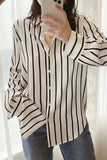 Flytonn-cute winter outfits casual winter outfits christmas outfit party look inspos Long Sleeve White Striped Blouse Shirt