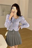 Flytonn-cute winter outfits casual winter outfits christmas outfit party look inspos Long Sleeve Lace Tie Cute Blouse Shirts