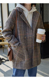 Flytonn-cute winter outfits casual winter outfits christmas outfit party look inspos Vintage Double Breasted Plaid Woolen Coat Jacket