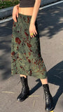 Flytonn-cute winter outfits casual winter outfits christmas outfit party look inspos Vintage Mid Calf Floral Long Skirts