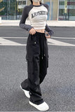 Flytonn-cute winter outfits casual winter outfits christmas outfit party look inspos High Waist Wide Leg Cargo Pockets Pants