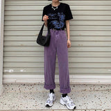 Flytonn-cute winter outfits casual winter outfits christmas outfit party look inspos High Waist Loose Purple Jeans Pants