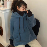 Flytonn-cute winter outfits casual winter outfits christmas outfit party look inspos Letter Pocket Fleece Turtleneck Hooded Sweater