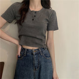 Flytonn-cute winter outfits casual winter outfits christmas outfit party look inspos Casual Open Button Cropped Slim Shirt