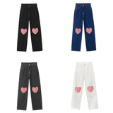 Flytonn-cute winter outfits casual winter outfits christmas outfit party look inspos High Waist Heart Checkered Shape Loose Long Jeans Pants