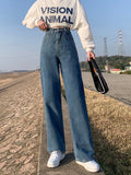 Flytonn-cute winter outfits casual winter outfits christmas outfit party look inspos High Waist Wide Leg Full Length Jeans Pants