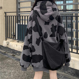 Flytonn-cute winter outfits casual winter outfits christmas outfit party look inspos Loose Cow Pattern Printed Hooded Sweatshirt