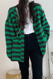 Flytonn-cute winter outfits casual winter outfits christmas outfit party look inspos Loose Striped Colors Cardigan Sweater