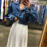 Flytonn-cute winter outfits casual winter outfits christmas outfit party look inspos Loose Cropped Style Cropped Denim Jacket