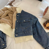 Flytonn-cute winter outfits casual winter outfits christmas outfit party look inspos Long Sleeve Denim Fleeced Jacket