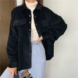 Flytonn-cute winter outfits casual winter outfits christmas outfit party look inspos Long Sleeve Retro Thick Corduroy Blouse Shirt