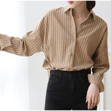 Flytonn-cute winter outfits casual winter outfits christmas outfit party look inspos Loose Striped Office Blouse Shirt