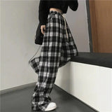 Flytonn-cute winter outfits casual winter outfits christmas outfit party look inspos Loose Wide Leg Black And White Plaid Pants