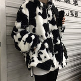 Flytonn-cute winter outfits casual winter outfits christmas outfit party look inspos Loose Cow Pattern Hooded Fleece Jackets