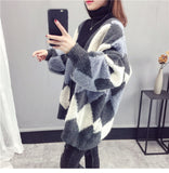 Flytonn-cute winter outfits casual winter outfits christmas outfit party look inspos Loose Argyle Pattern Knitted Warm Cardigan Sweater