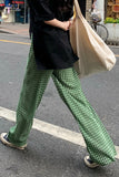 Flytonn-cute winter outfits casual winter outfits christmas outfit party look inspos High Waist Green Plaid Loose Pants