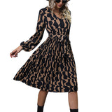 Flytonn-Black Friday Sale - New Women's Printed Long Sleeve Midi Dress