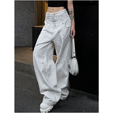 Flytonn-High Waist Women Tie Dyeing Jeans Hip-hop Style Vintage Streetwear Y2K Wide Leg Jean Plus Size Female Trouser Baggy Denim Pants